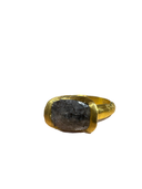 22K Handmade Elongated Checkerboard Rose-Cut Natural Diamond Ring — One of a Kind