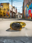 22K Handmade Elongated Checkerboard Rose-Cut Natural Diamond Ring — One of a Kind