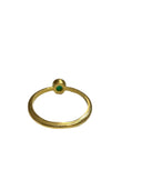 Dainty Cabochon Emerald Ring in 22k Handmade Gold Bezel