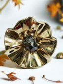 Desert Rose Bloom Ring — 4 Carat Natural Brown Rose-Cut Diamond in 14k Yellow Gold