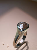 Desert Ember – 3.07 Carat Brown Rose Cut Pear Diamond Ring in 14K White Gold