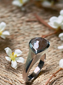 Desert Ember – 3.07 Carat Brown Rose Cut Pear Diamond Ring in 14K White Gold