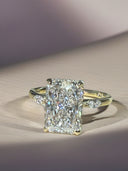 3 Carat Radiant Cut Lab Diamond Ring with Hidden Halo & Marquise Accents | 14K Yellow Gold | VVS2 E Color