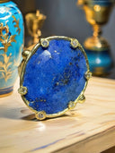 One-of-a-Kind 22K Gold Lapis Ring with Natural Diamonds & Hidden Rubies