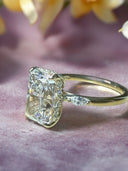 3 Carat Radiant Cut Lab Diamond Ring with Hidden Halo & Marquise Accents | 14K Yellow Gold | VVS2 E Color