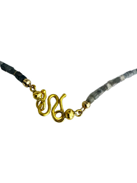 Gray Salt + Pepper Natural Cube Diamond Choker — 30.1 Carats | 16” | 22k Handmade Gold Lock