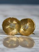 22K Gold Cube Diamond Stud Earrings | Handmade Raw Diamond Earrings