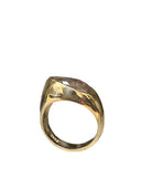 Angled Natural Brown Rose Cut Diamond Ring in 14k Gold | 2.75 Carat Pear Diamond