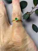 Dainty Cabochon Emerald Ring in 22k Handmade Gold Bezel