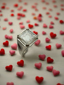 2.89ct Portrait Cut Diamond Ring with Hidden Pink Gold Pavé Heart | 14K White Gold