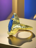 One-of-a-Kind 22K Gold Lapis Ring with Natural Diamonds & Hidden Rubies