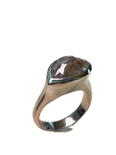 Desert Ember – 3.07 Carat Brown Rose Cut Pear Diamond Ring in 14K White Gold