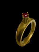 22K Gold Ruby Pinky Ring – Tiny Bold Natural Ruby Statement Ring