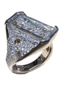 The Bridge Ring – 6.99ct Certified Portrait Cut Diamond Mosaic Pavé Statement Ring in 14K White Gold