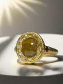 One-of-a-Kind Olive Green Rose-Cut Diamond Ring