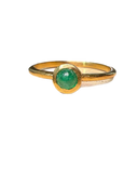 Dainty Cabochon Emerald Ring in 22k Handmade Gold Bezel