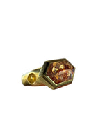 22K Handmade Brown Hexagon Rose Cut Diamond Pinky Ring – 1.3 Carat Natural Diamond