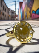 One-of-a-Kind Olive Green Rose-Cut Diamond Ring