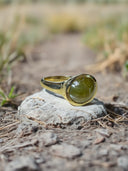 Green Obsession – 5.75 Carat Natural Green Cabochon Diamond Ring in 14K Yellow Gold