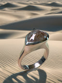 Desert Ember – 3.07 Carat Brown Rose Cut Pear Diamond Ring in 14K White Gold
