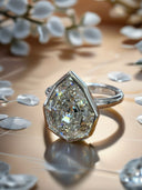 4.41 Carat Pear Step-Cut Lab Diamond Solitaire Ring in 14k White Gold
