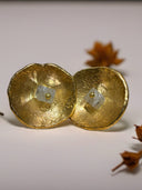 22K Gold Cube Diamond Stud Earrings | Handmade Raw Diamond Earrings