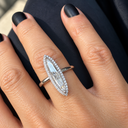 Certified 1.09 CT Elongated Marquise Step Cut Lab Diamond Ring – 14K White Gold
