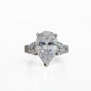 Eye-Catching 8 Carat Pear Shape IGI Certified Cubic Zirconia Ring with Heart Shape and Pave Accents - 12.75TCW