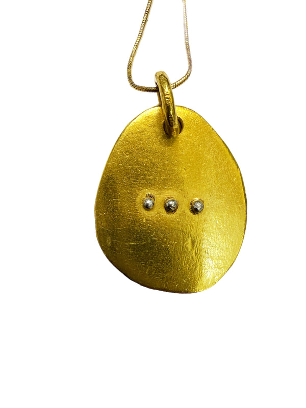 Handmade 22k Gold & Platinum Dot Pendant – 16.8g | 36.5mm