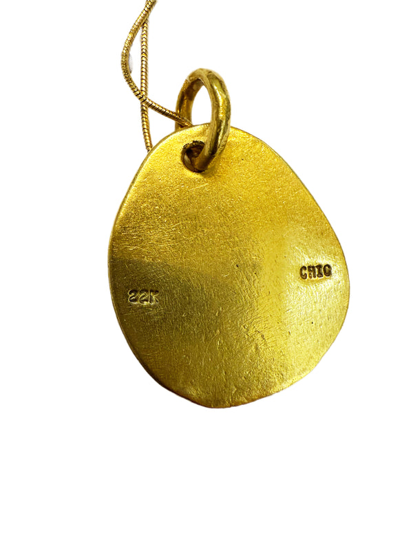 Handmade 22k Gold & Platinum Dot Pendant – 16.8g | 36.5mm