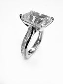 Elegant 8 Carat Emerald Cut IGI Certified Cubic Zirconia Ring with Baguette Accents – 11 TCW
