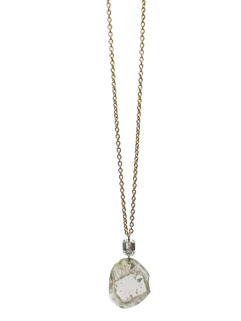 18" Slice Diamond & Emerald Cut Necklace in 18k Yellow Gold