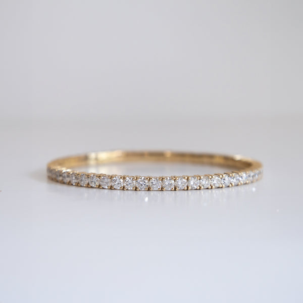 14K Yellow Gold Flexible Bangle Tennis Bracelet with 8.5ct 3.5mm Lab-Grown Diamonds (E Color, VVS Clarity)