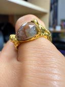 One-of-a-Kind Natural Pear Rose-Cut Diamond Ring in 22k Yellow Gold