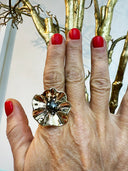 Desert Rose Bloom Ring — 4 Carat Natural Brown Rose-Cut Diamond in 14k Yellow Gold