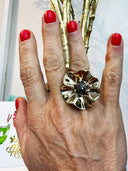 Desert Rose Bloom Ring — 4 Carat Natural Brown Rose-Cut Diamond in 14k Yellow Gold