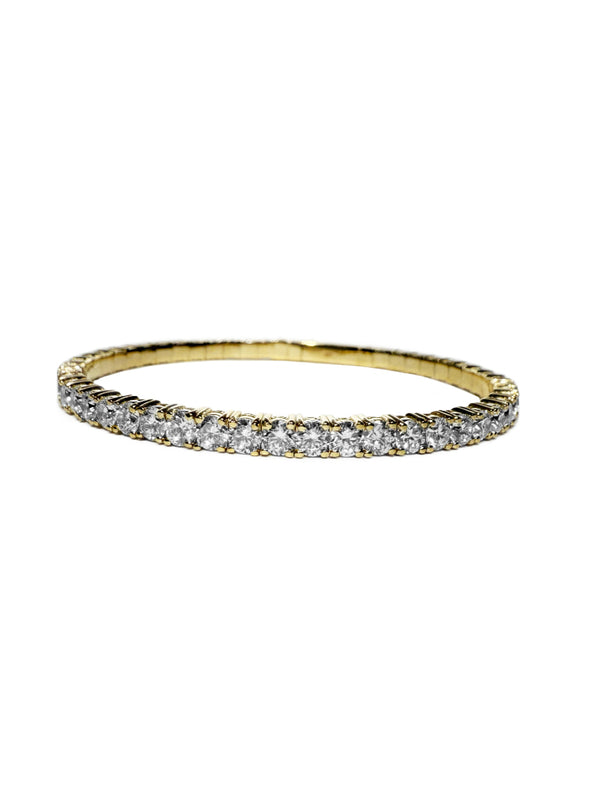 14K Yellow Gold Flexible Bangle Tennis Bracelet with 8.5ct 3.5mm Lab-Grown Diamonds (E Color, VVS Clarity)