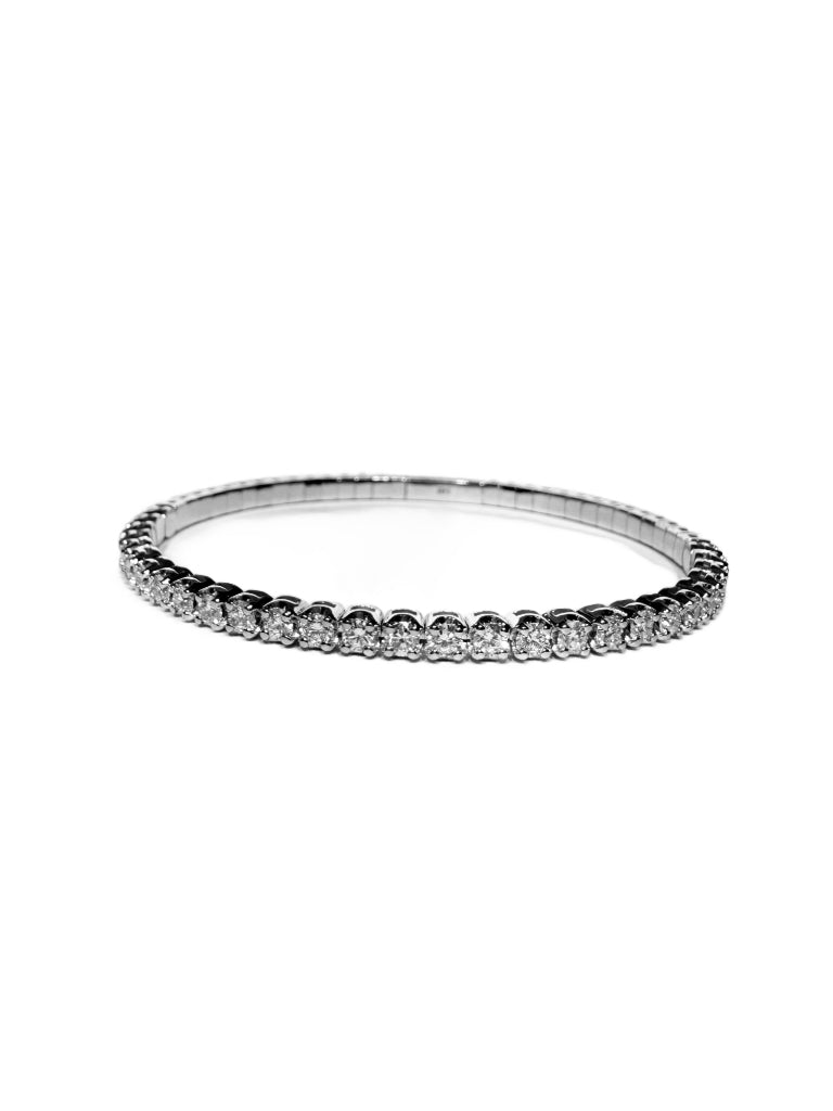 14K White Gold Flexible Bangle Tennis Bracelet with 2.32ct 2.7mm Lab-Grown Diamonds (E Color, VVS Clarity)