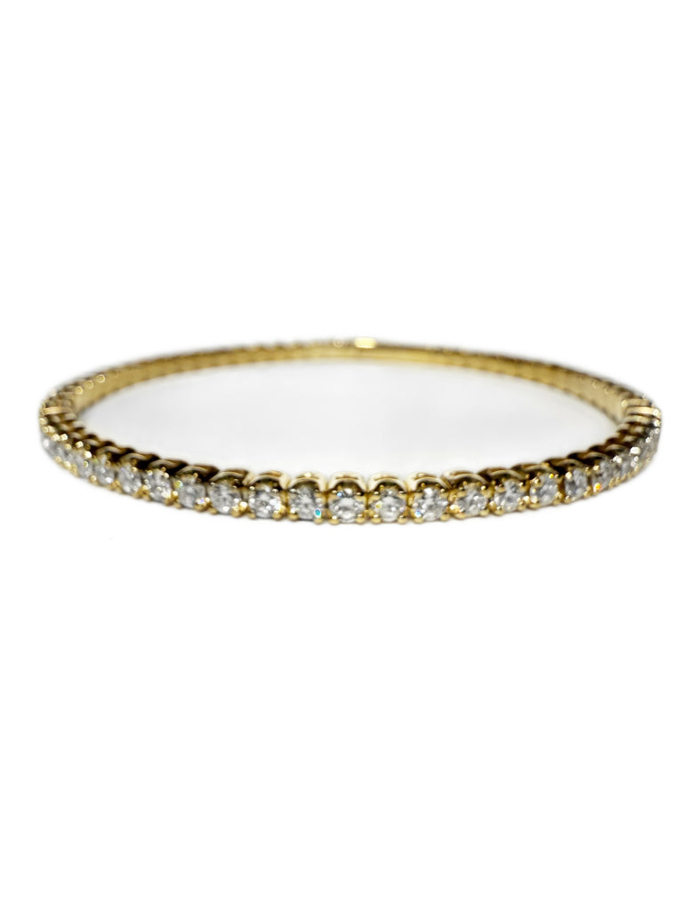 14K Yellow Gold Flexible Bangle Tennis Bracelet with 3.07ct 2.4mm Lab-Grown Diamonds (E Color, VVS Clarity)