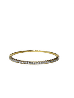 14K Yellow Gold Flexible Bangle Tennis Bracelet with 3.03ct 2.2mm Lab-Grown Diamonds (E Color, VVS Clarity)