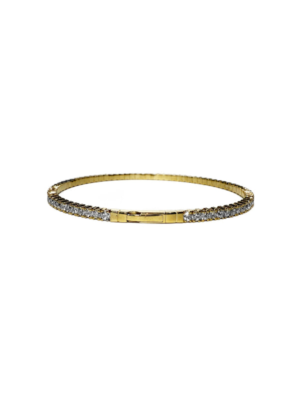 14K Yellow Gold Flexible Bangle Tennis Bracelet with 3.03ct 2.2mm Lab-Grown Diamonds (E Color, VVS Clarity)