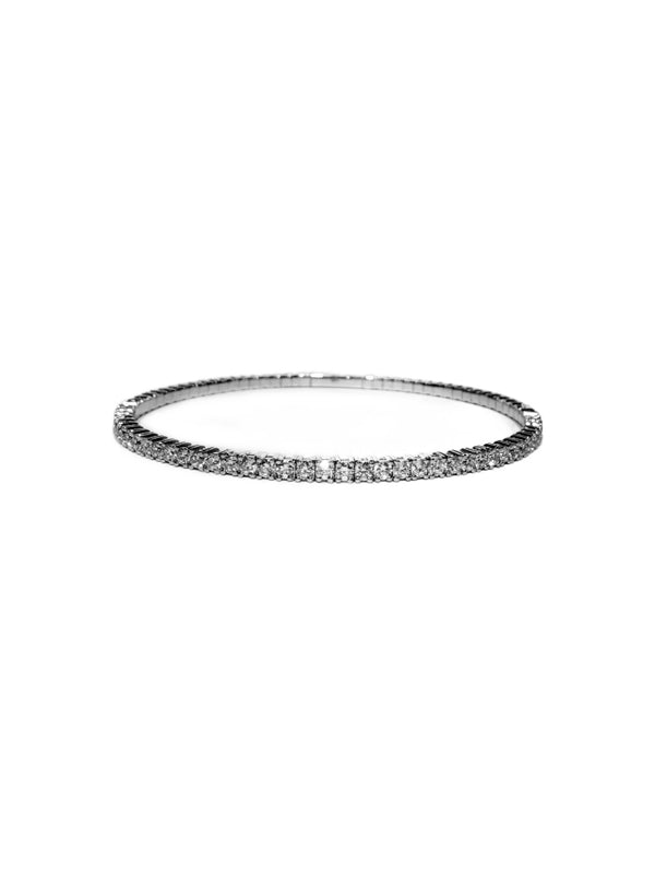 14K White Gold Flexible Bangle Tennis Bracelet with 2.7ct 2.0mm Lab-Grown Diamonds (E Color, VVS Clarity)