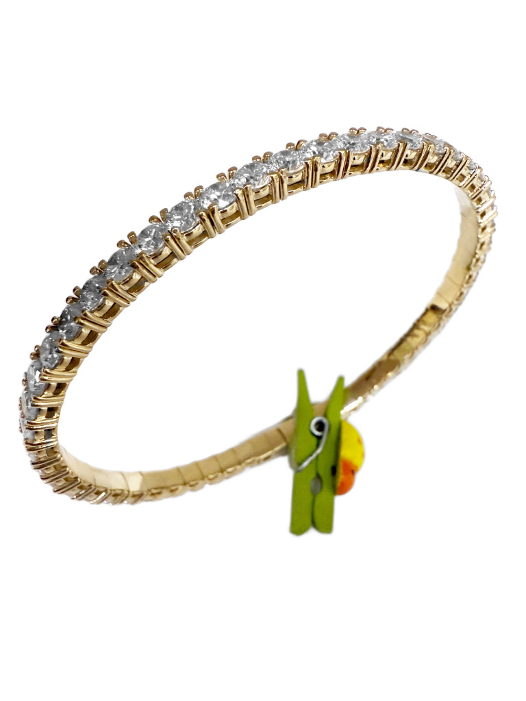 14K Yellow Gold Flexible Bangle Tennis Bracelet with 8.5ct 3.5mm Lab-Grown Diamonds (E Color, VVS Clarity)