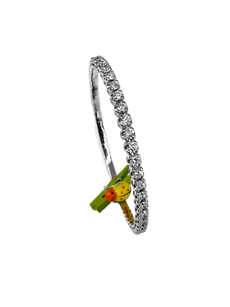 14K White Gold Flexible Bangle Tennis Bracelet with 2.32ct 2.7mm Lab-Grown Diamonds (E Color, VVS Clarity)