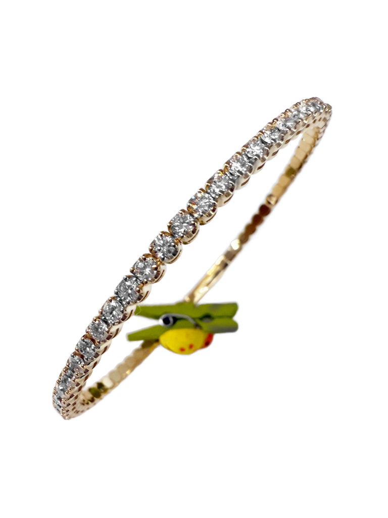 14K Yellow Gold Flexible Bangle Tennis Bracelet with 3.07ct 2.4mm Lab-Grown Diamonds (E Color, VVS Clarity)