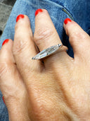 Elongated Step-Cut Marquise Lab Diamond Ring 18mm | 14K White Gold Minimalist | H VS1 | Certified