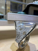 The Bridge Ring – 6.99ct Certified Portrait Cut Diamond Mosaic Pavé Statement Ring in 14K White Gold