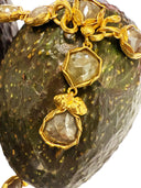 77ct Salt and Pepper Diamond Necklace in 24k Gold – Handcrafted Rough Sliced Diamonds