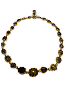 77ct Salt and Pepper Diamond Necklace in 24k Gold – Handcrafted Rough Sliced Diamonds