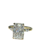 3 Carat Radiant Cut Lab Diamond Ring with Hidden Halo & Marquise Accents | 14K Yellow Gold | VVS2 E Color